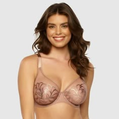 Paramour Women's Lotus Embroidered Unlined Bra - Rose Tan 32C Women Photography, Beautiful Bra, Unlined Bra, Sheer Material, Bra Panty, Plunge Bra, Bras And Panties, Feeling Great, Lotus