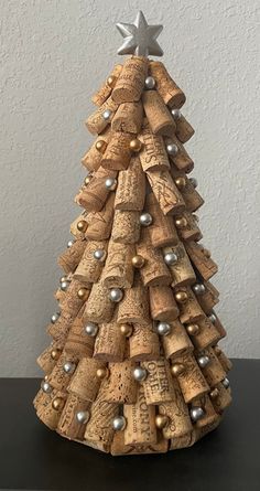 a christmas tree made out of wine corks