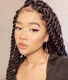 Synthetic Lace Front Wigs Afro Twist Braided Wigs For Black Women Full Head Wig, #AD, ##Wig, #sponsored, #Head, #Full, #Women Twisted Hair, Twist Braid Hairstyles, Fake Hair, Pinterest Hair, Girls Hairstyles Braids, African Braids, Braided Hairstyles For Black Women, Baddie Hairstyles, Box Braids Hairstyles