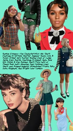 a collage of photos with different women in clothes and hats, including an image of a