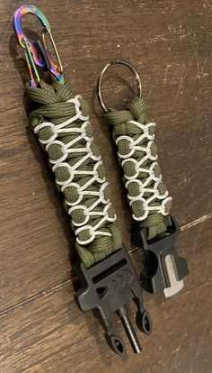 a lanyard buddy key chain made in the cobra weave in OD green and stitched in white microcord Paracord Zipper Pull, Paracord Lanyard, Color Catalog, Paracord Survival, Herringbone Stitch, Paracord Projects, Pet Leashes, Fire Starters, Everyday Carry