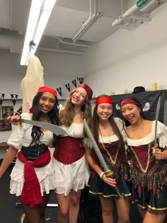 Halloween Costumes Cute Teenage Girl, Pirates For Halloween, Halloween Costume Aesthetic Girl, Halloween Costumes 5 Girls Group, Halloween Girl Group Costumes, Pirates Group Costume, Group Pirate Costume Ideas, Halloween Costumes Group Of 4 Women, Pirate Costume Teenage Girl