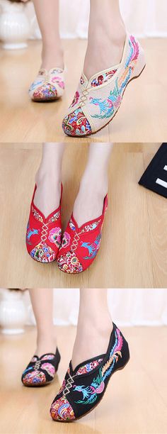 $11.93 Floral Embroidered Beijing Style Vintage Flat Shoes,Chinese Style Fashion, Flat Shoes Outfit,Shoes Flats Vintage Flat Shoes, Flat Shoes Outfit, Stomach Exercises, Mode Hippie, Vintage Flats, Shoes Outfit, Flat Stomach, Shoe Closet, Crazy Shoes