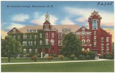 an old postcard shows the front of st ann's college, amherst, n h