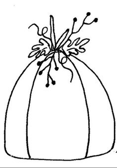 a black and white drawing of a bag with flowers in the bottom, on a white background