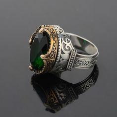 Green Zircon Mens Gold Ring. The ring is completely handmade and will be produced in the same image even if you buy the material of silver or gold -Item Details - Gender : Male / Female - Materials: 925K Sterling Silver - weight: 15-18 gr * Ready to Ship in 1-3 Business Days * The product is sent with a suitable box for gifting. *visit our store for unique unique jewelry and the most advantageous prices Please feel free to contact me if you have any questions. Thank you! Gemstone Rings Men, Silver Gemstone Rings, Turkish Ring, Turkish Rings, Rings Men, Mens Gemstone Rings, Man Ring, Ring Man, Mens Gold Rings