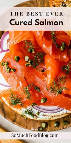 the best ever salmon gravy on a plate with onions, capers and carrots