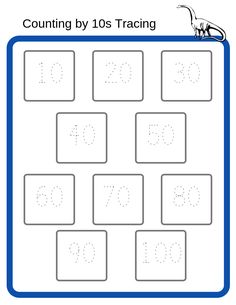 counting by 10s training sheet with numbers and letters to be used in the children's book