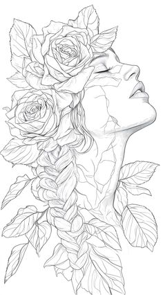 Whimsical artistic illustration of a rose from the coloring pages collection, perfect for creative relaxation and coloring American Flag Tattoo Stencil, Family Tattoo Designs, Grunge Pictures, Adult Coloring Designs, Digital Portrait Art