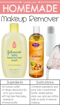 Makeup Remover Recipe, Natural Makeup Remover, Makeup Recipes, Homemade Makeup, Homemade Beauty Products