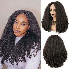 20Inches Middle Part Synthetic Lace Front Wigs Bouncy Spring Curly Wig for Women Afro Wigs For Black Women, Natural Brown Hair, Bouncy Hair, Afro Wigs, Full Hair, Curly Wig, Middle Part