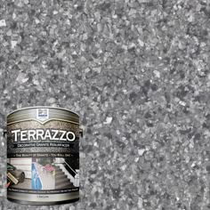 a can of terrazzo is sitting on the ground