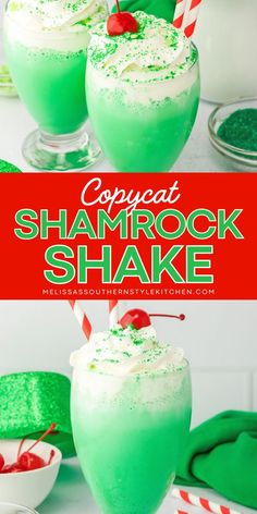 Brighten your celebration with this easy-to-make green drink for St. Patrick's Day! This vibrant Copycat Shamrock Shake is creamy and minty, with a whipped cream crown and cherry to top it off. Fun, festive, and irresistible! Green Sweets, Homemade Shamrock Shake, No Fast Food, Shamrock Shake Recipe, Shamrock Shakes, Chocolate Mint Brownies, Dark Chocolate Mint, Chocolate Pudding Cake