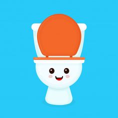 a cartoon toilet with an orange hat on top