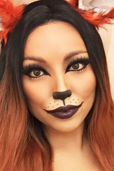 Jungle Makeup Ideas, Cute Werewolf Makeup, Cute Monkey Makeup, Fox Face Makeup, Fox Makeup Look, Fox Costume Makeup, Fox Makeup Halloween, Monkey Makeup, Fox Face Paint