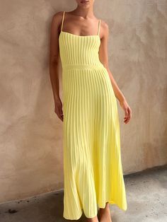 Rib Midi Sundress High Waist Maxi Dress, Ribbed Maxi Dress, Midi Sundress, Sleeveless Outfit, Pleated Long Skirt, Dress Sleeve Styles, Body Con Dress, Sling Dress, Waist Dress