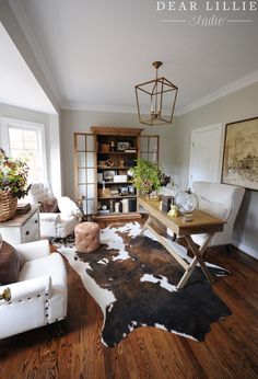 the living room is clean and ready to be used for guests or family members in their home