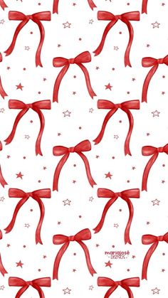 red bows and stars on a white background