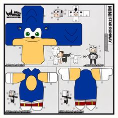 the paper toy is designed to look like sonic from mario kartman and his friends