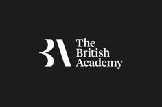 the british academy logo is shown on a black background, with white letters and numbers