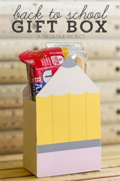 back to school gift box with candy in it