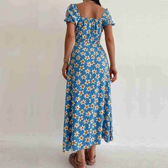 Slim Waist Temperament Long Skirt Printed Beach Skirt Vacation Dresses Casual, Summer Sun Dress, Prairie Chic, Prom Dresses Boho, Fairy Dresses, Women Waist, Floral Bodycon, Beach Skirt, Swimsuit Dress