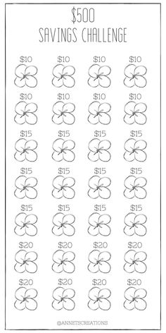 the $ 500 savings challenge is shown in this black and white poster, which shows how many