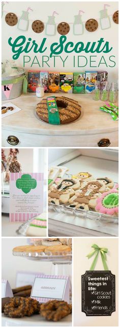 a girl scout party with cookies and desserts