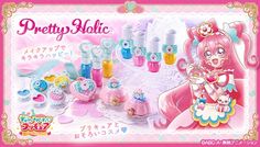 an advertisement for pretty magic cosmetics with various items on the table and in front of it