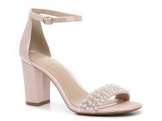 a women's high heeled sandal with pearls