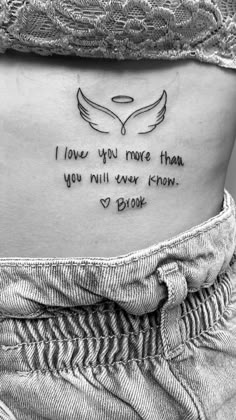 a woman's stomach with the words i love you more than you will never know