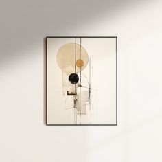 an abstract painting hangs on the wall