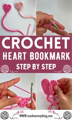 crochet heart bookmark step by step instructions for beginners to learn how to crochet