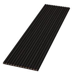 a black floor mat with wooden strips on it