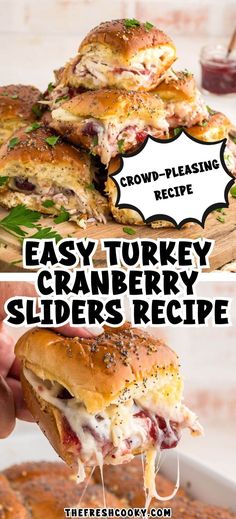 the turkey cranberry sliders recipe has been made with ground beef and cheese