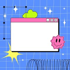 an image of a computer screen with a star and cloud on it's side