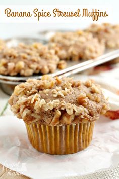 a close up of a muffin on a plate