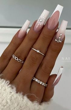 Snow Nails, Christmas Nails Acrylic, Classy Nails, Long Acrylic Nails, Acrylic Nail Designs, Wedding Nails