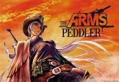 the arms of peddler is shown in front of an orange sky with clouds