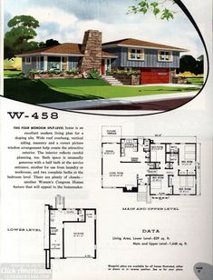 an advertisement for a house with two floors and three windows, including the first floor