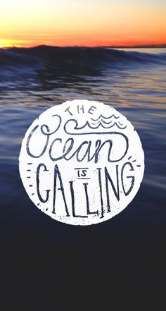 the ocean is calling sticker sitting in the water