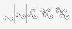 four different types of wrought iron designs on a white background, each with an individual's name in the center