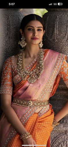 Indian Bridal Look, Half Saree Lehenga, Half Saree Designs, Elegant Blouse Designs