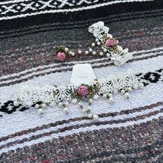 Lace Rose Pearl Accent Choker And Infinity Bracelet Cottage Core Bus Driver, Cottage Core, Infinity Bracelet, Womens Jewelry Necklace, Pink White, Choker, Jewelry Necklaces, Cottage, Necklaces