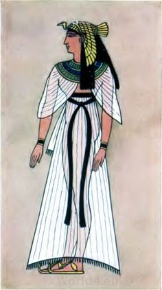 an egyptian woman in white dress and headdress