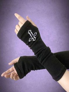 Goth 1pair Women Cross Pattern Fingerless Gloves For Daily | SHEIN USA New Goth, Outfit Drawing, Arm Sleeves, Cross Patterns, Drawing Clothes, Arm Sleeve, Clothes Pins, Drones, Things To Buy