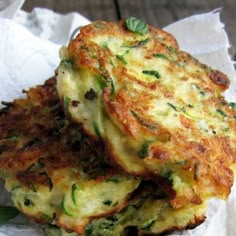 two fritters stacked on top of each other