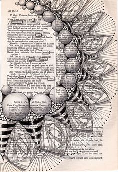 an image of a drawing on paper with words and circles around it, in black and white