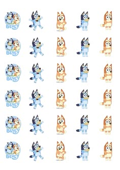 cartoon dog stickers with different expressions on them