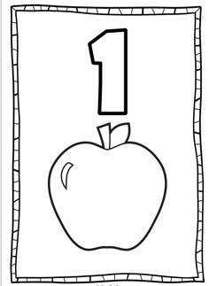 the number 1 is for an apple coloring page